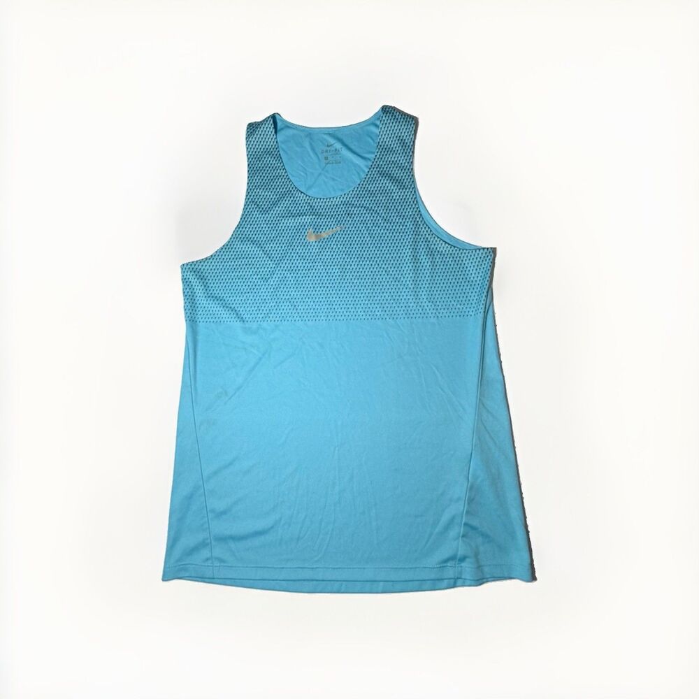 Nike Dri-FIT Running Tank Top Men’s Medium Blue Black Mesh Sleeveless 834246-432